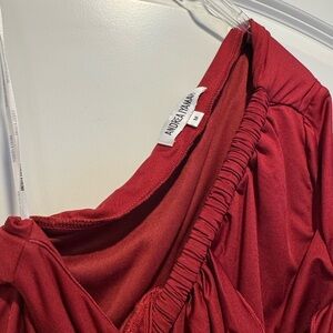 Andrea Iyamah One Shoulder Dress in Deep Red